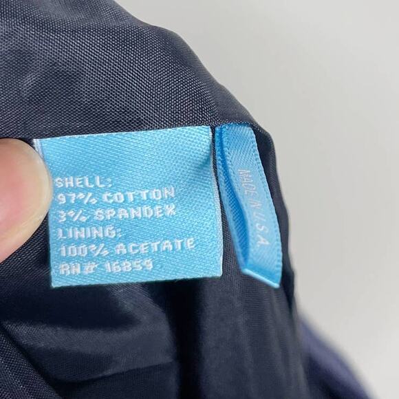 J McLaughlin Size 10 Navy Blue Cotton Stretch Textured Mini Skirt Made in USA - Picture 9 of 10